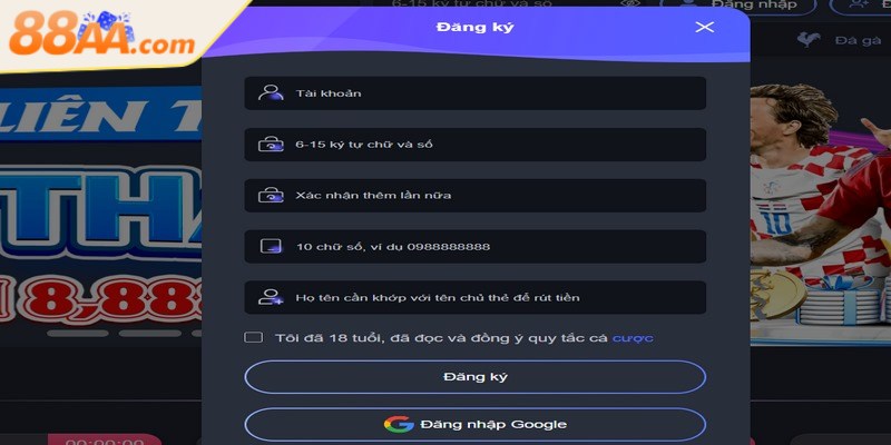 Hoàn thiện form ID theo hướng dẫn để đăng ký thành công